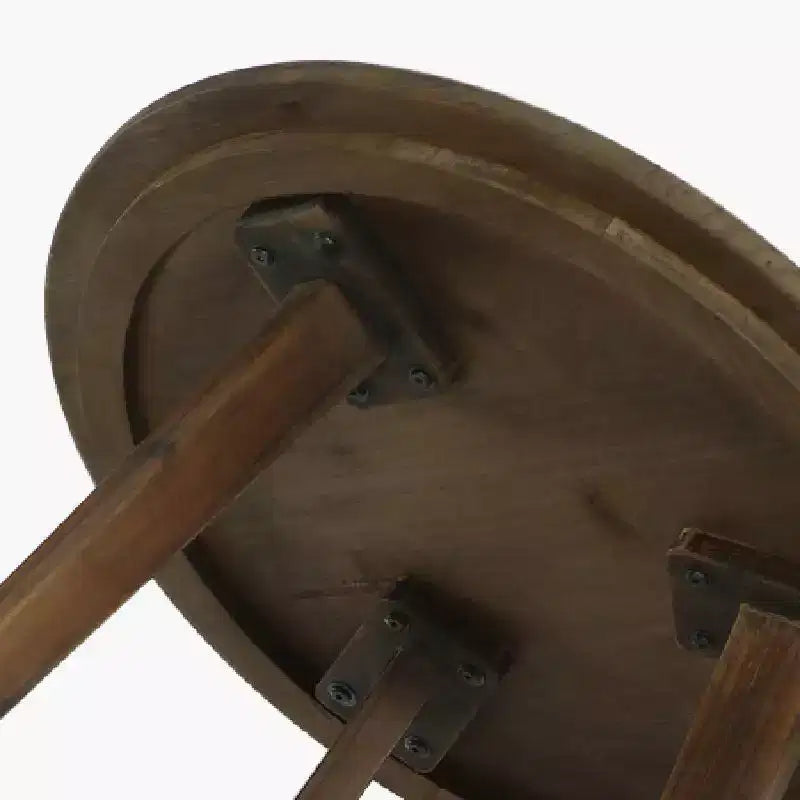 Table d'appoint ronde en bois massif Lantine avec étagère de rangement, table d'appoint de style rustique et table de chevet pour salon et chambre à coucher, marron foncé, assemblage facile