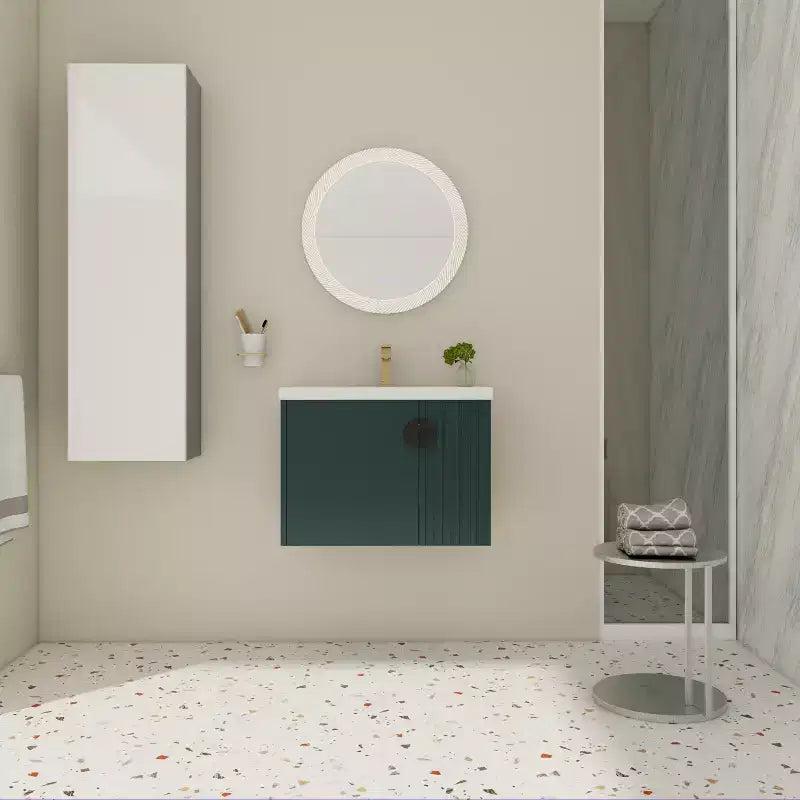 Bathroom Vanity Cabinet with White Ceramic Sink, Floating Bathroom Vanity Wall Mounted Bathroom Vanity and Sink Combo with Soft-Close Door