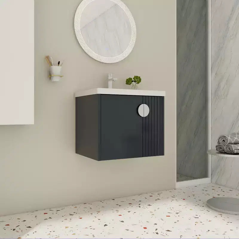 Bathroom Vanity Cabinet with White Ceramic Sink, Floating Bathroom Vanity Wall Mounted Bathroom Vanity and Sink Combo with Soft-Close Door