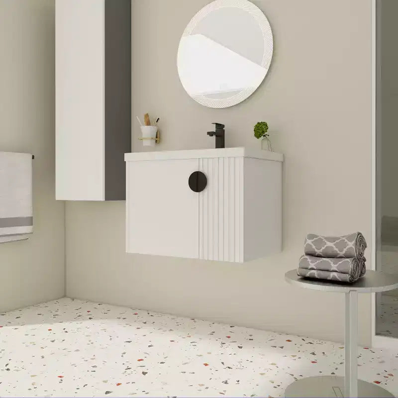 Bathroom Vanity Cabinet with White Ceramic Sink, Floating Bathroom Vanity Wall Mounted Bathroom Vanity and Sink Combo with Soft-Close Door