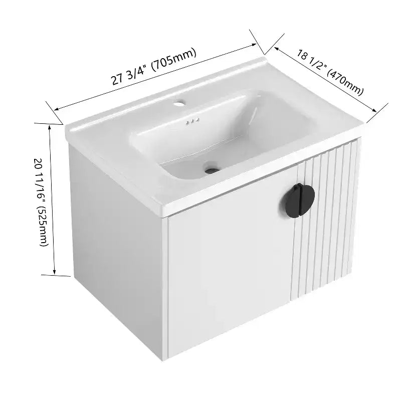 Bathroom Vanity Cabinet with White Ceramic Sink, Floating Bathroom Vanity Wall Mounted Bathroom Vanity and Sink Combo with Soft-Close Door