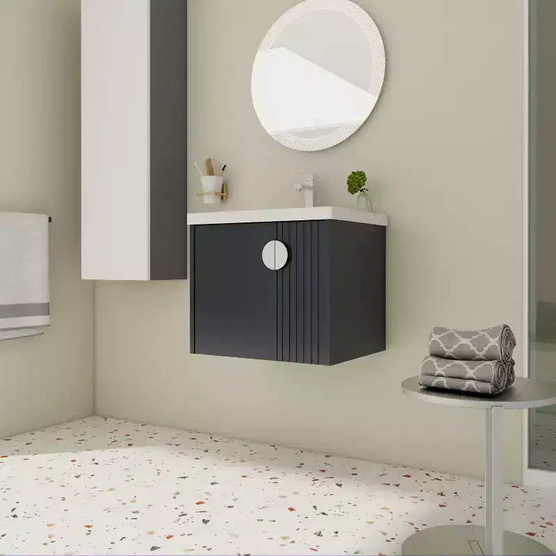 Bathroom Vanity Cabinet with White Ceramic Sink, Floating Bathroom Vanity Wall Mounted Bathroom Vanity and Sink Combo with Soft-Close Door