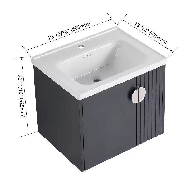 Bathroom Vanity Cabinet with White Ceramic Sink, Floating Bathroom Vanity Wall Mounted Bathroom Vanity and Sink Combo with Soft-Close Door