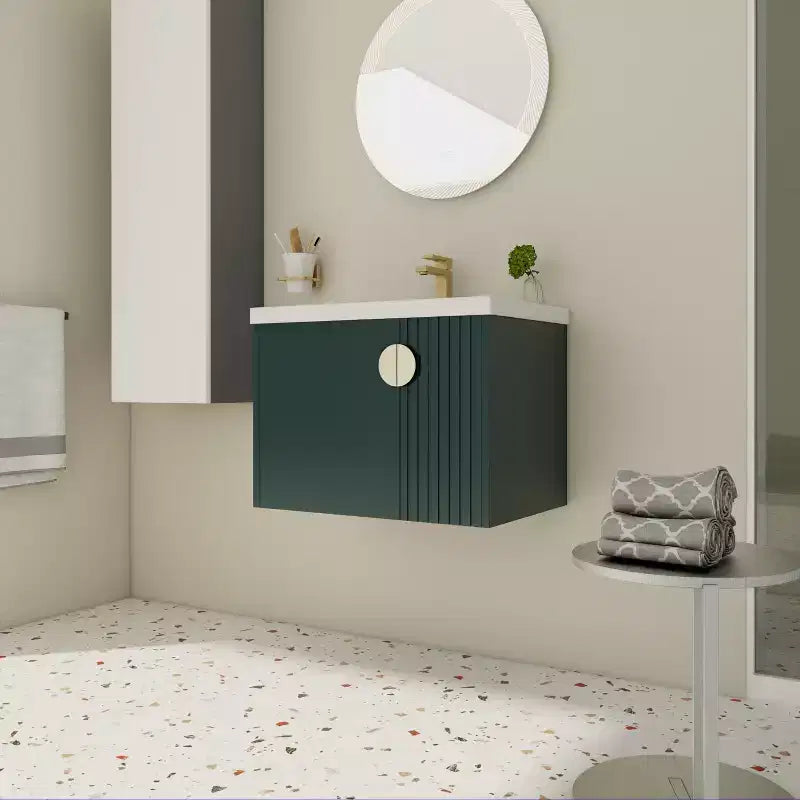 Bathroom Vanity Cabinet with White Ceramic Sink, Floating Bathroom Vanity Wall Mounted Bathroom Vanity and Sink Combo with Soft-Close Door