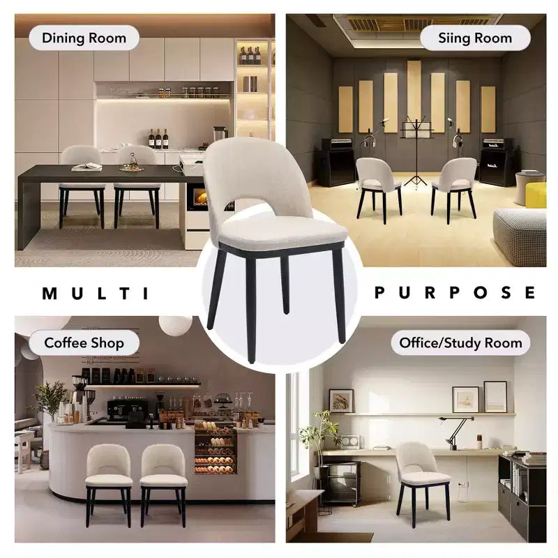Set of 2 Upholstered Dining Chair, Modern Wood Kitchen Chairs with Back and Padded Cushion, Accent Side Chairs for Dining Room, Living Room