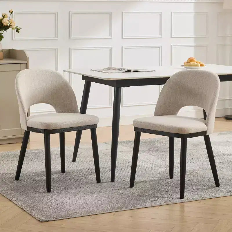 Set of 2 Upholstered Dining Chair, Modern Wood Kitchen Chairs with Back and Padded Cushion, Accent Side Chairs for Dining Room, Living Room