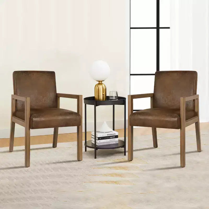 Bekrvio Mid-century Accent Chair Reading Armchair with Rubberwood Frame for Living Room, Bedroom