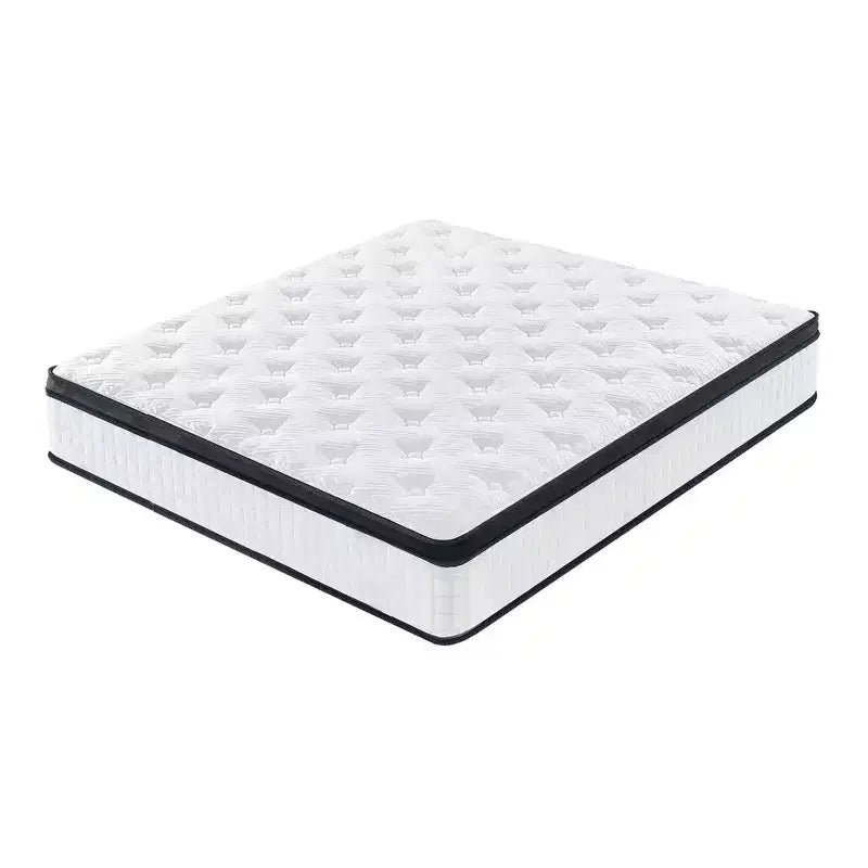 Twin 12 Inch Hybrid Mattress, Individual Pocket Spring, 7-Zone Memory Foam, Knitted Cover, CertiPUR-US Certified, White