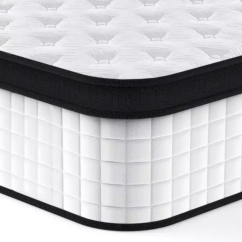 Twin 12 Inch Hybrid Mattress, Individual Pocket Spring, 7-Zone Memory Foam, Knitted Cover, CertiPUR-US Certified, White
