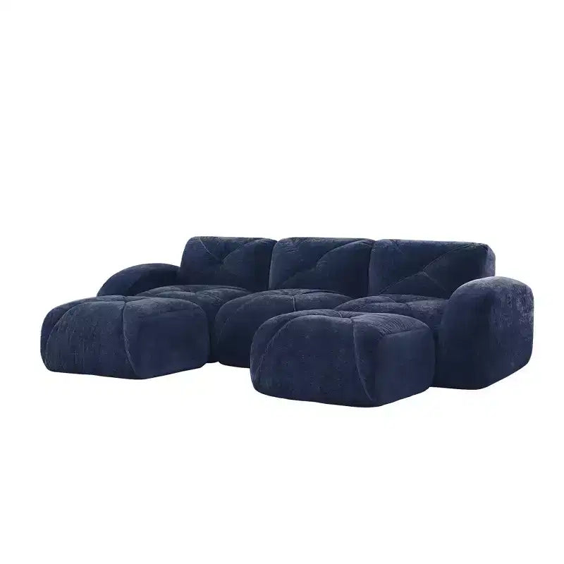 Clihome U-Shaped Boneless Sofa,Tufted Design,32D High Density Sponge,Bottom Anti-Slip Design,Free Combination,Movable Ottoman For Study & Home Theater