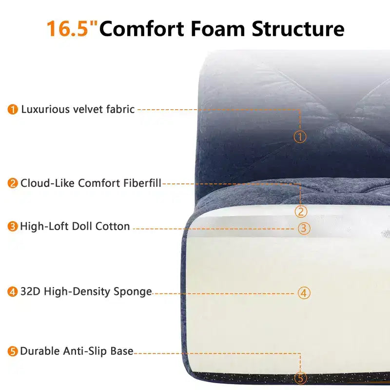 Clihome U-Shaped Boneless Sofa,Tufted Design,32D High Density Sponge,Bottom Anti-Slip Design,Free Combination,Movable Ottoman For Study & Home Theater