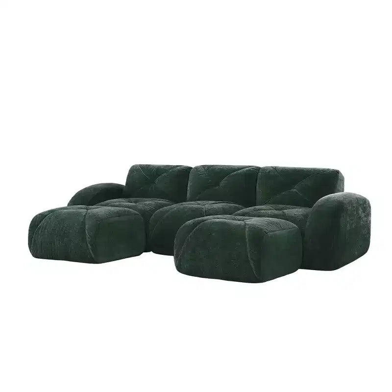 Clihome U-Shaped Boneless Sofa,Tufted Design,32D High Density Sponge,Bottom Anti-Slip Design,Free Combination,Movable Ottoman For Study & Home Theater