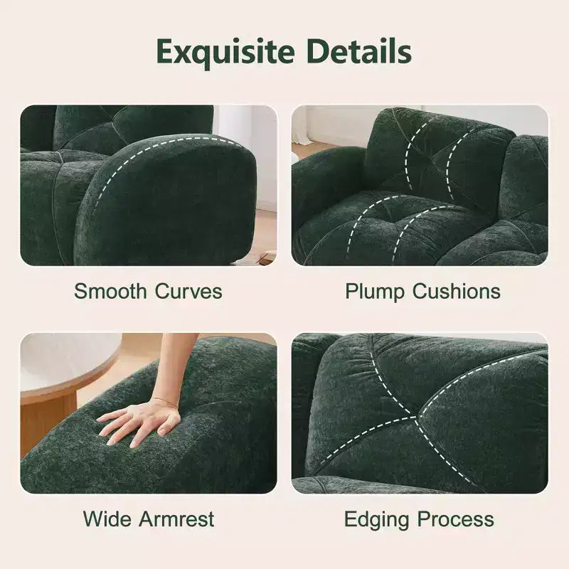 Clihome U-Shaped Boneless Sofa,Tufted Design,32D High Density Sponge,Bottom Anti-Slip Design,Free Combination,Movable Ottoman For Study & Home Theater
