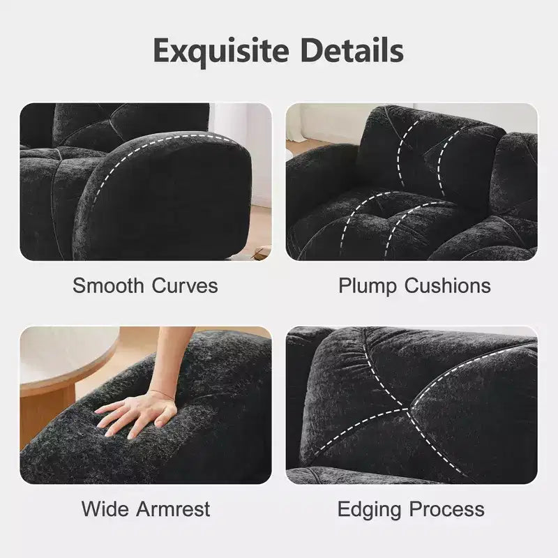 Clihome U-Shaped Boneless Sofa,Tufted Design,32D High Density Sponge,Bottom Anti-Slip Design,Free Combination,Movable Ottoman For Study & Home Theater