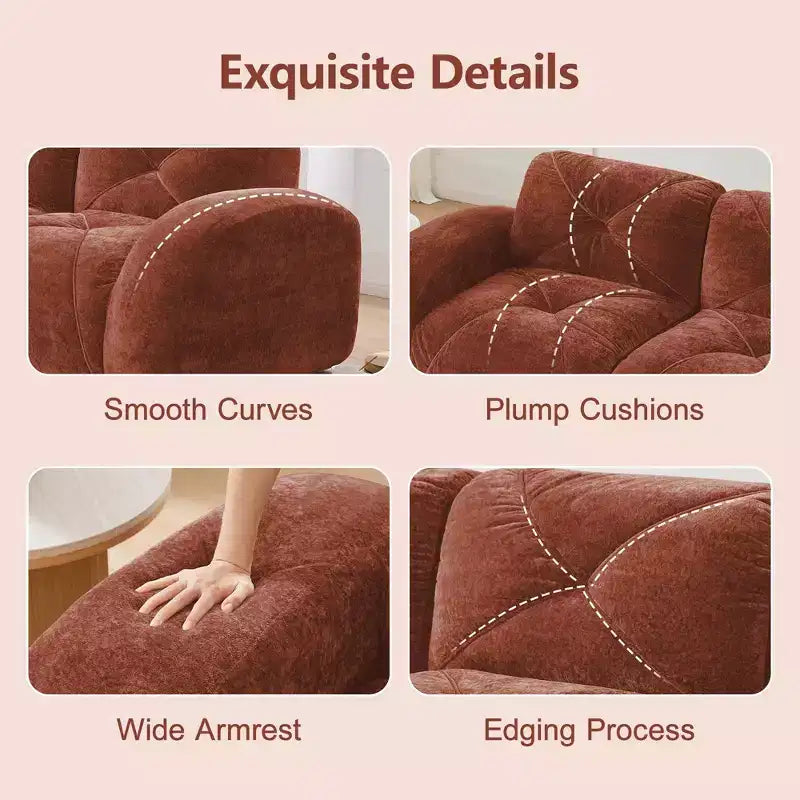 Clihome U-Shaped Boneless Sofa,Tufted Design,32D High Density Sponge,Bottom Anti-Slip Design,Free Combination,Movable Ottoman For Study & Home Theater
