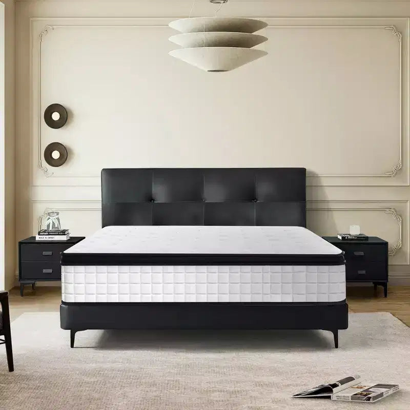 Full Size 12 Inch Hybrid Mattress, Individual Pocket Springs, 7-Zone Memory Foam, Knitted Cover, CertiPUR-US Certified, White