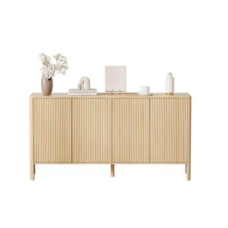 COZONY 58in Sideboard Buffet Cabinet, Modern Fluted Storage Cabinet with 4 Doors & Adjustable Shelves, Wood Credenza Console