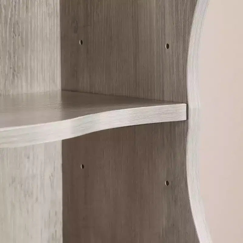 MAYEERTY 8 Layer Adjustable Shelf, Display, Ultre-thin Bookshelf with a Wavy Border Design for Living Room Gray