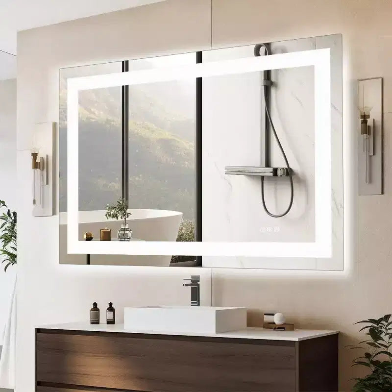 TUYOHW Anti-Fog Bathroom Mirror with LED Lights,Smart Mirror with 3 Lighting Modes & Adjustable Brightness(3 sizes)