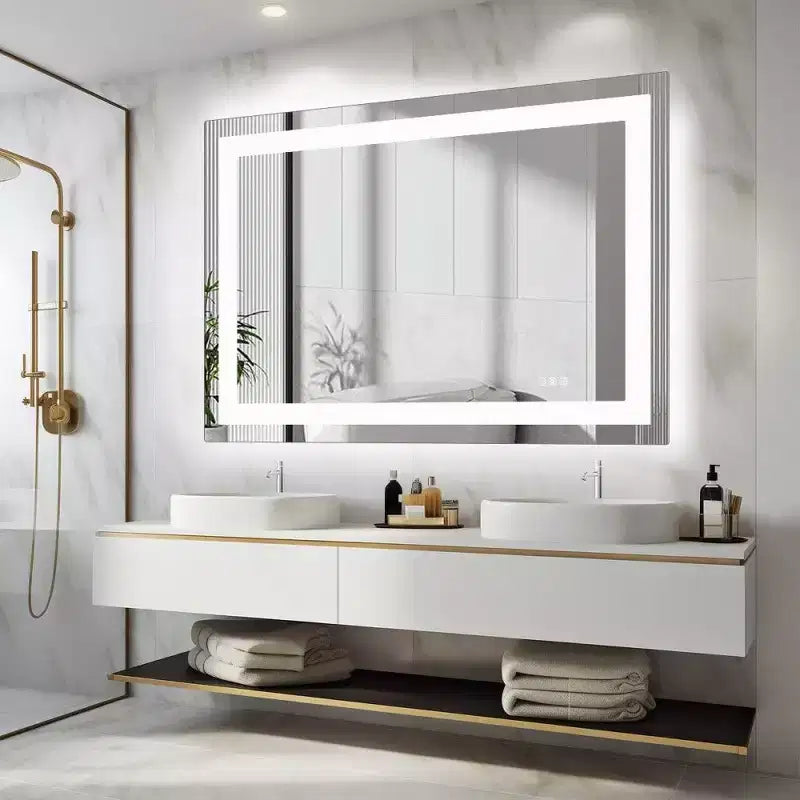 TUYOHW Anti-Fog Bathroom Mirror with LED Lights,Smart Mirror with 3 Lighting Modes & Adjustable Brightness(3 sizes)