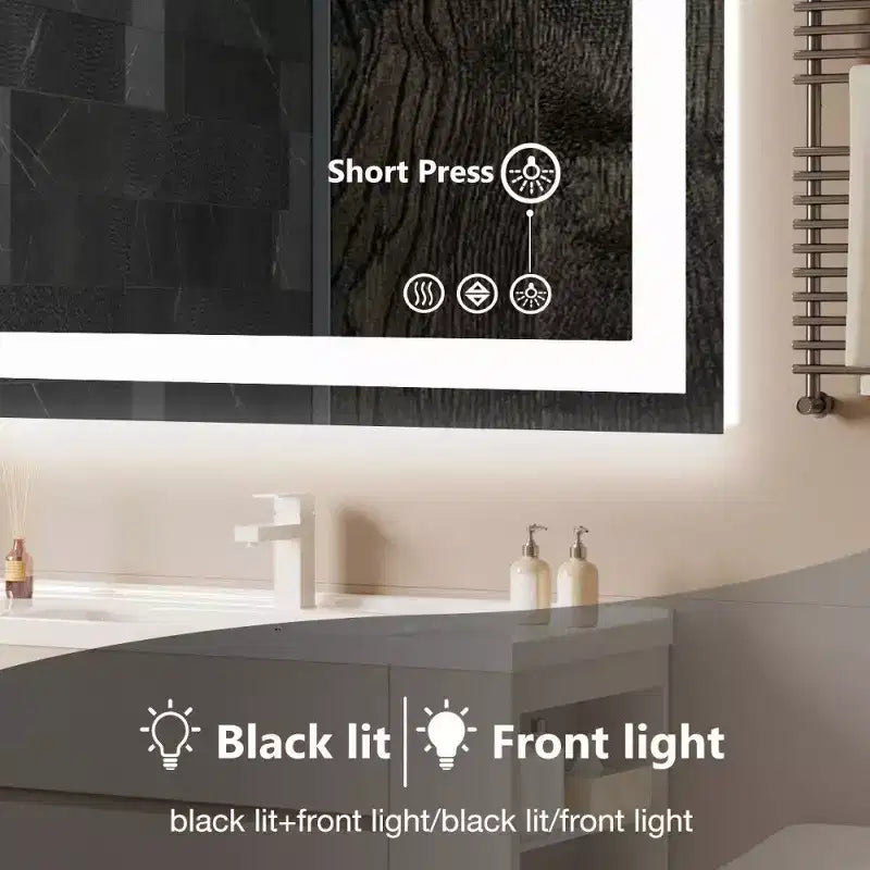 TUYOHW Anti-Fog Bathroom Mirror with LED Lights,Smart Mirror with 3 Lighting Modes & Adjustable Brightness(3 sizes)