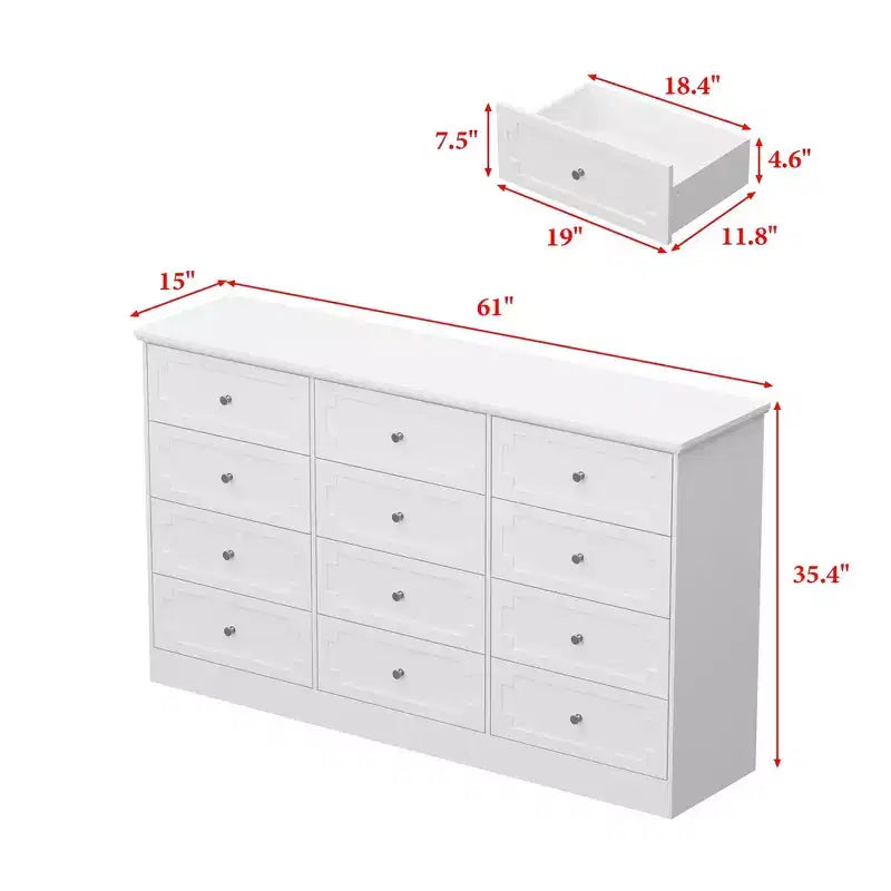 Famapy 12 - Drawer Large Dresser Storage Cabinet Chest of Drawers: Large - Capacity Organizer for Multi - Room Storage & Decor