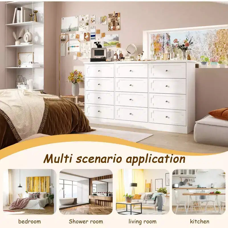 Famapy 12 - Drawer Large Dresser Storage Cabinet Chest of Drawers: Large - Capacity Organizer for Multi - Room Storage & Decor