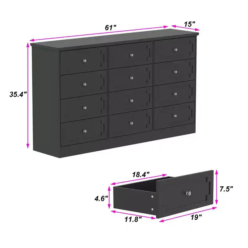 Famapy 12 - Drawer Large Dresser Storage Cabinet Chest of Drawers: Large - Capacity Organizer for Multi - Room Storage & Decor