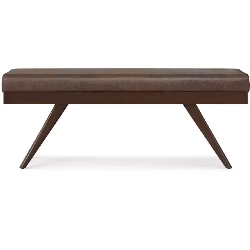 Nadine 48 inch Wide Mid Century Modern Rectangle Ottoman Bench in Vegan Faux Leather