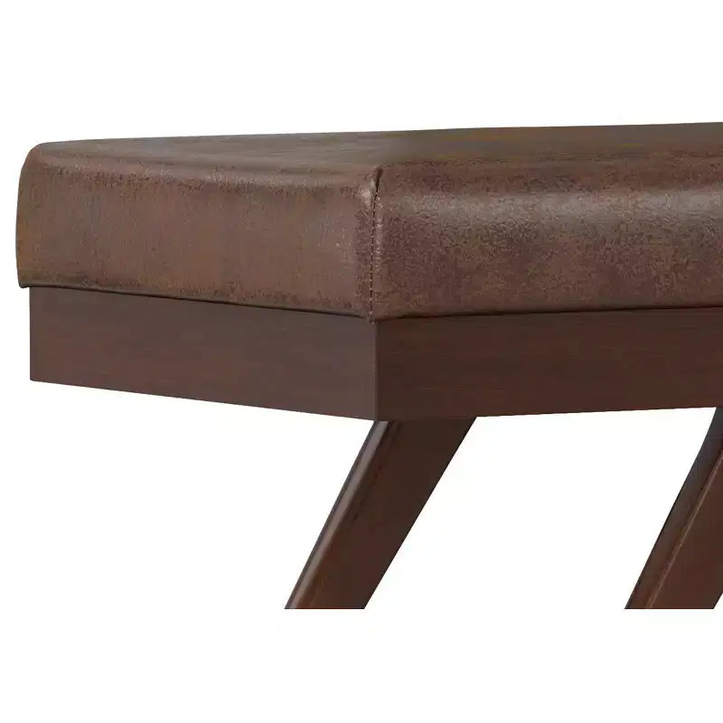 Nadine 48 inch Wide Mid Century Modern Rectangle Ottoman Bench in Vegan Faux Leather