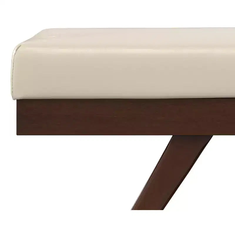 Nadine 48 inch Wide Mid Century Modern Rectangle Ottoman Bench in Vegan Faux Leather