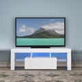 55-Inch LED TV Stand with Open Shelves & Flip Door, Modern Glass Shelf Media Console for Living Room Bedroom