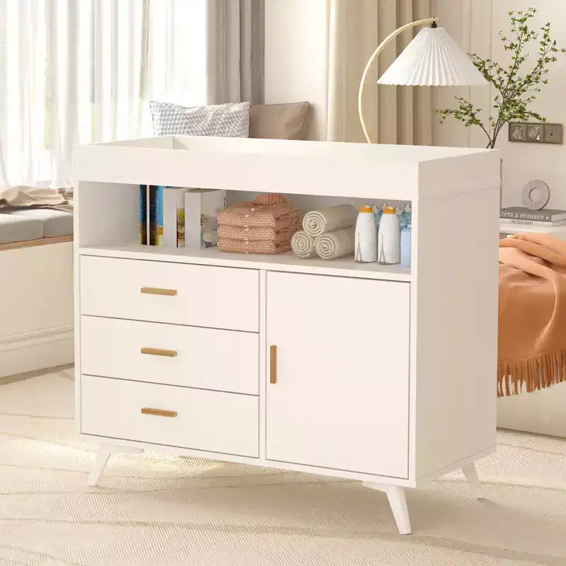 Dresser with Changing Table, Changing Table Dresser with 3 Drawers, Toddler Changing Station