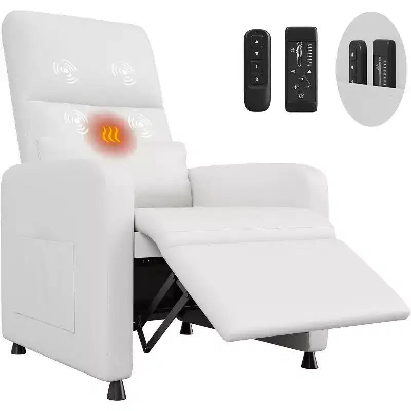 PU Leather Recliner Chair with Massage and Heat with Massage Function with Lumbar Support, Adjustable Push Back, Wide Arm