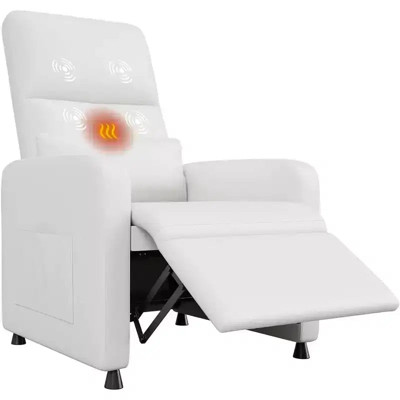 Fauteuil inclinable en similicuir avec massage et chaleur avec fonction de massage et support lombaire, dossier inclinable réglable, accoudoir large
