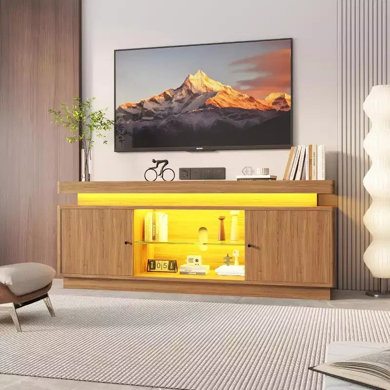 63'' TV Stand, Entertainment Center with Storage and Adjustable Shelf, Modern Media Console for Living Room