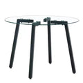 Coffee Table, Modern Minimalist Style Circular Transparent Tempered Glass Table, Tempered Glass Tabletop, Metal Table Legs Black