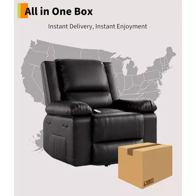 PU Leather Recliner Chair - Heat and Massage, Lift Recliner for Elderly & Mobility Impaired, Adjustable Back and Legs, Heavy Duty Lift Chair