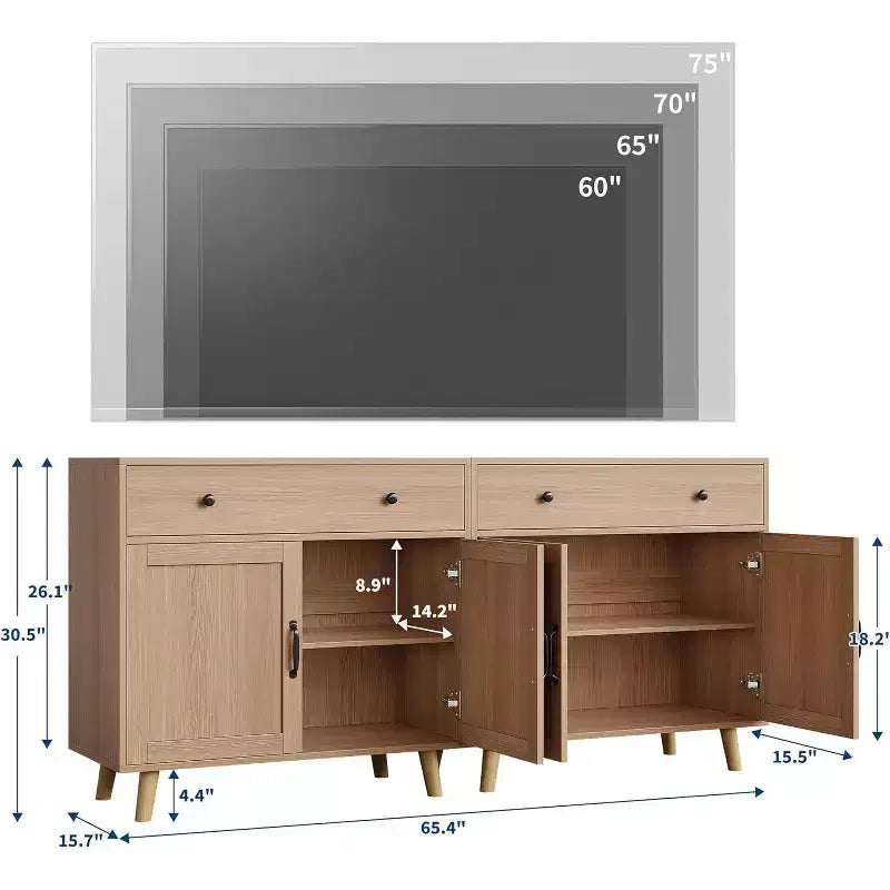 Acekool TV Stand Storage Cabinet, Media Console Organizer for Living Room or Office
