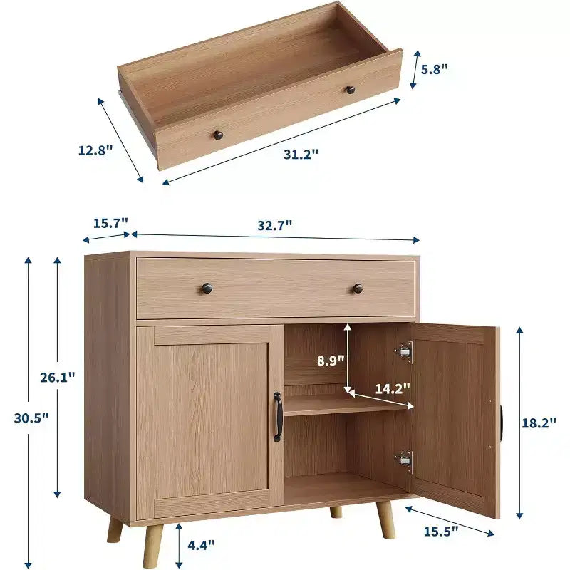 Acekool TV Stand Storage Cabinet, Media Console Organizer for Living Room or Office