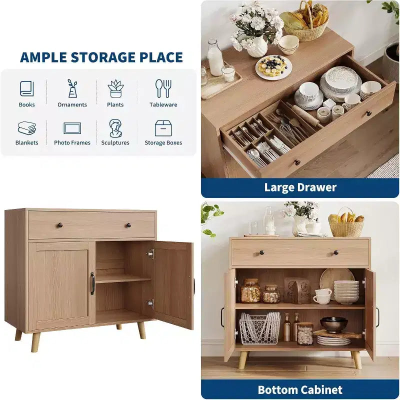 Acekool TV Stand Storage Cabinet, Media Console Organizer for Living Room or Office