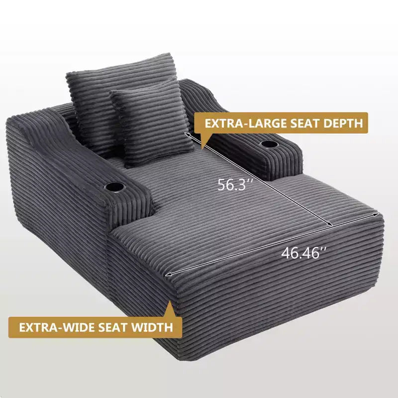 67'' Chaise Lounge Chair, Indoor Sleeper Sofa Bed with 2 Pillows, Boneless Single Sofa Couch for Living Room, No Assembly Required