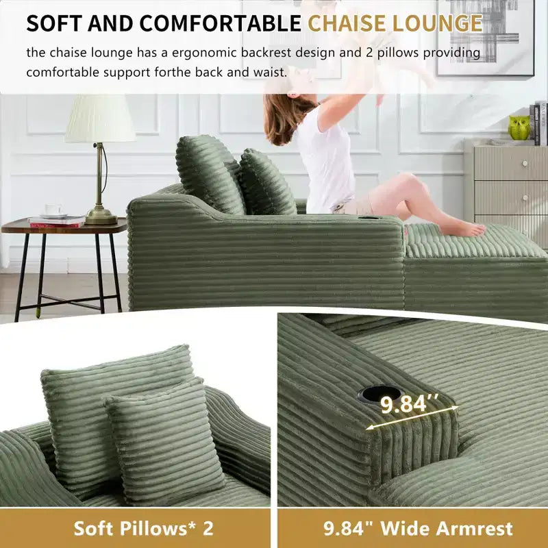 67'' Chaise Lounge Chair, Indoor Sleeper Sofa Bed with 2 Pillows, Boneless Single Sofa Couch for Living Room, No Assembly Required
