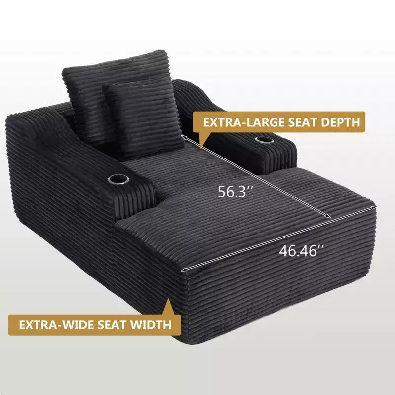 67'' Chaise Lounge Chair, Indoor Sleeper Sofa Bed with 2 Pillows, Boneless Single Sofa Couch for Living Room, No Assembly Required