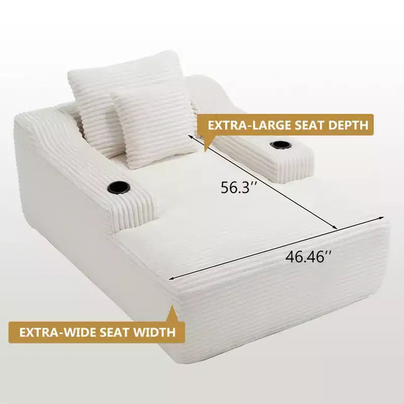 67'' Chaise Lounge Chair, Indoor Sleeper Sofa Bed with 2 Pillows, Boneless Single Sofa Couch for Living Room, No Assembly Required
