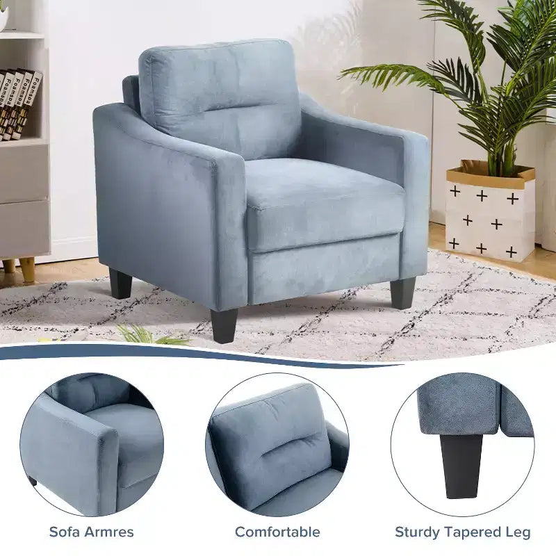 Sectional Couches Sofas with Button Tuft Modern Armchairs Upholstered Couch for Living Room Bedroom Office Small Space