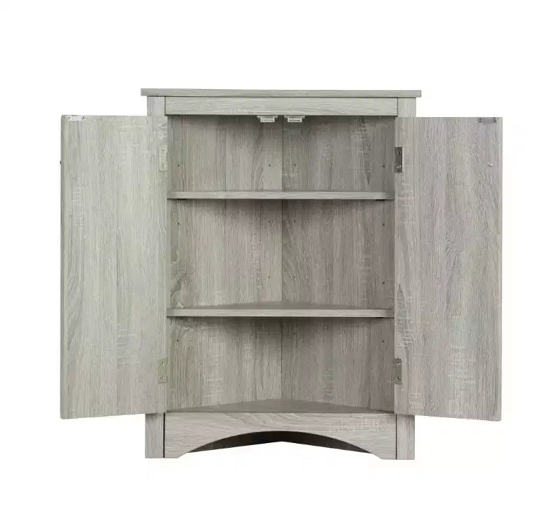 MDF Triangle Bathroom Storage Cabinet with Adjustable Shelves, Freestanding Floor Cabinet for Kitchen & Bathroom,