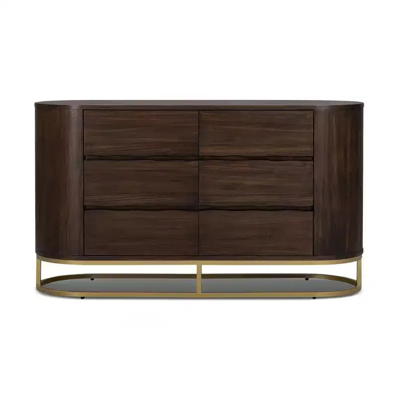Teamson Home Seneca Modern 6-Drawer Dresser with Live Edge Design, Metal Base & Durable Mixed Wood Construction