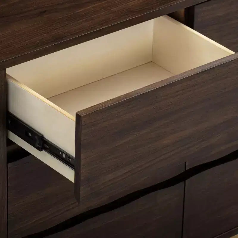 Teamson Home Seneca Modern 6-Drawer Dresser with Live Edge Design, Metal Base & Durable Mixed Wood Construction