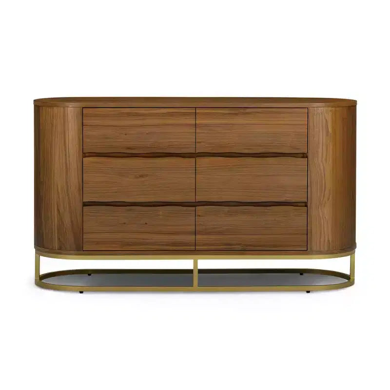 Teamson Home Seneca Modern 6-Drawer Dresser with Live Edge Design, Metal Base & Durable Mixed Wood Construction